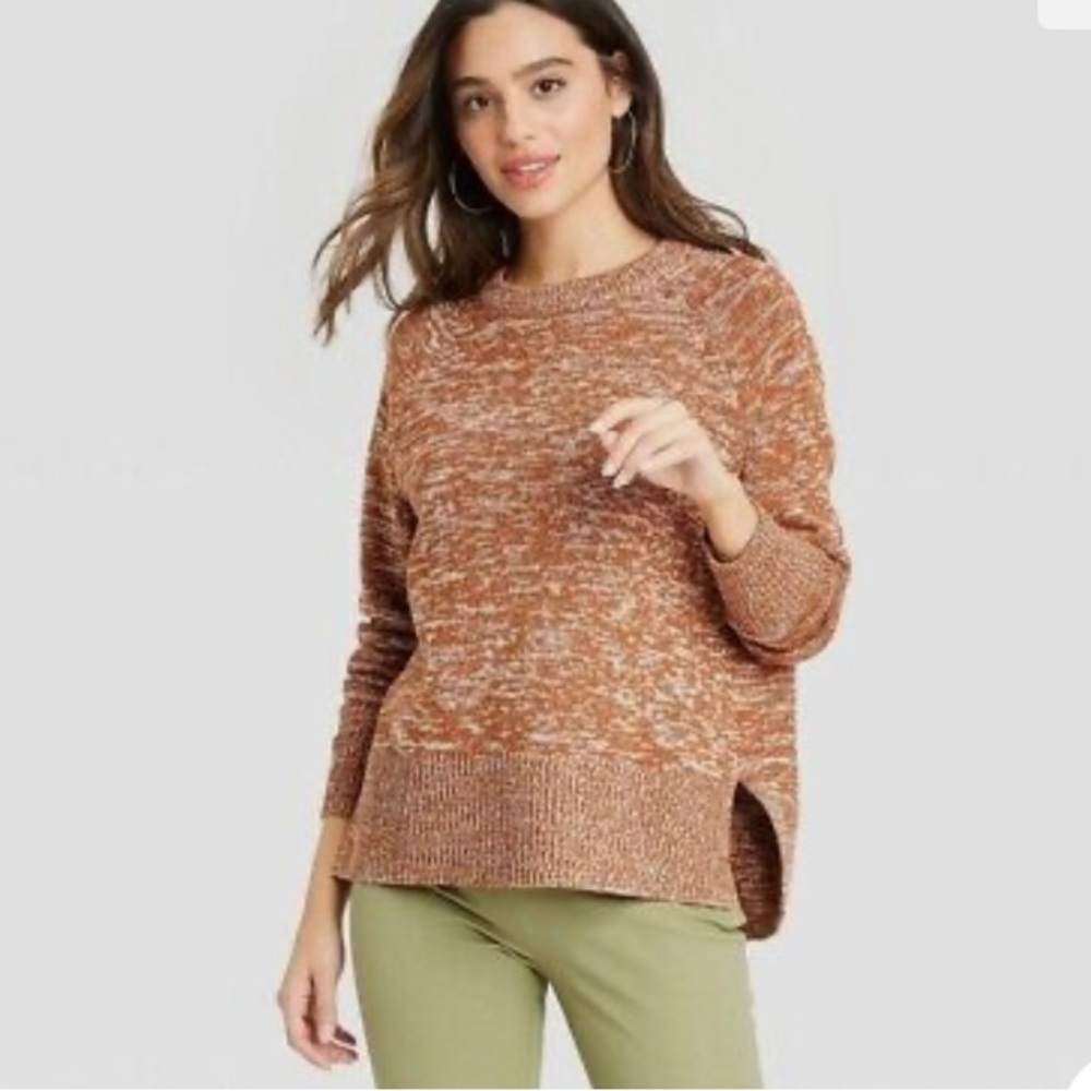 A New Day brown Knit Long Sleeve Top Size Small